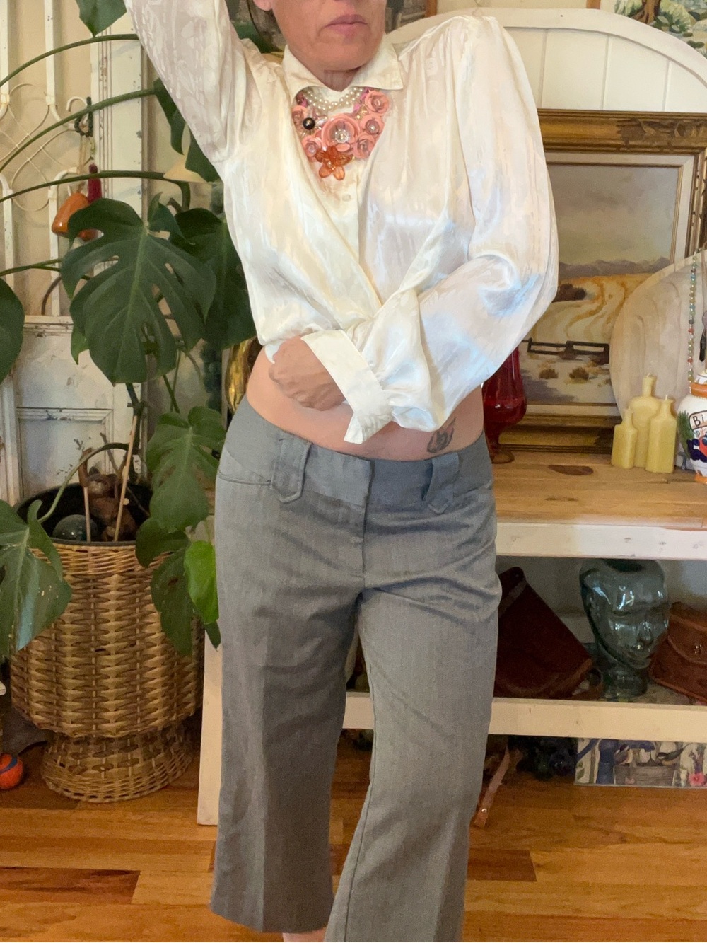 Vintage Y2K Low Rise Cropped Capri Business Casual Pants Streetwear 2000’s
